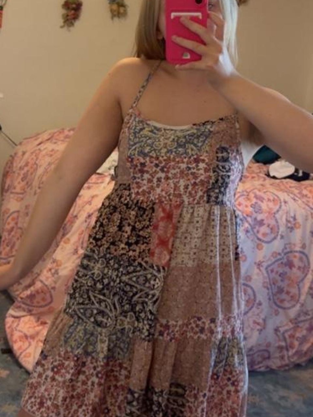 Boho Patchwork Sundress in Mixed Floral Prints